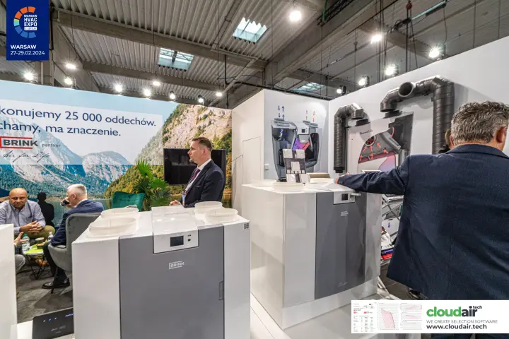 Brink heat recovery units and cutaway airflow graphics at Warsaw HVAC Expo 2024