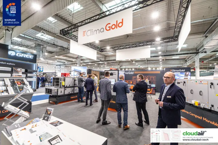 Clima Gold stand with Optima EX and Optima Compact air handling units at Warsaw HVAC Expo 2024
