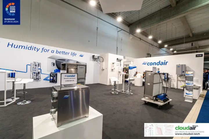 Condair stand with the CONDAIR DA adsorption dehumidifier and humidifiers at Warsaw HVAC Expo 2024