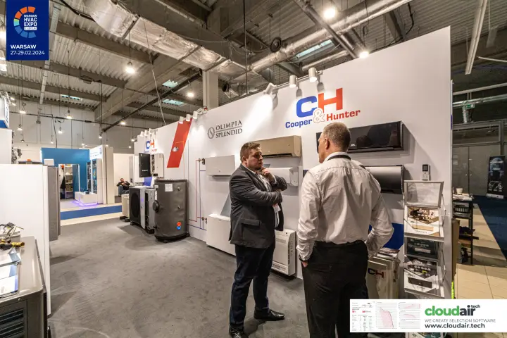Cooper&Hunter wall of split air conditioners and floor console units at Warsaw HVAC Expo 2024