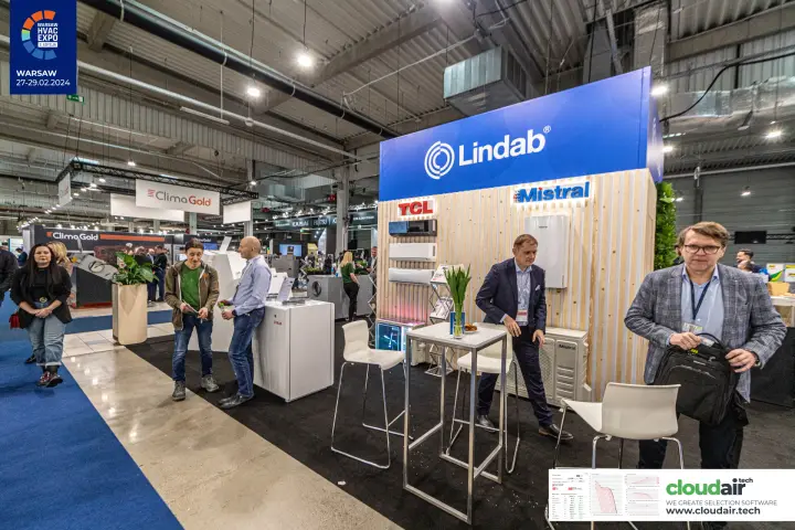 Corner of the Lindab stand showing TCL, Mistral and Salda units at Warsaw HVAC Expo 2024