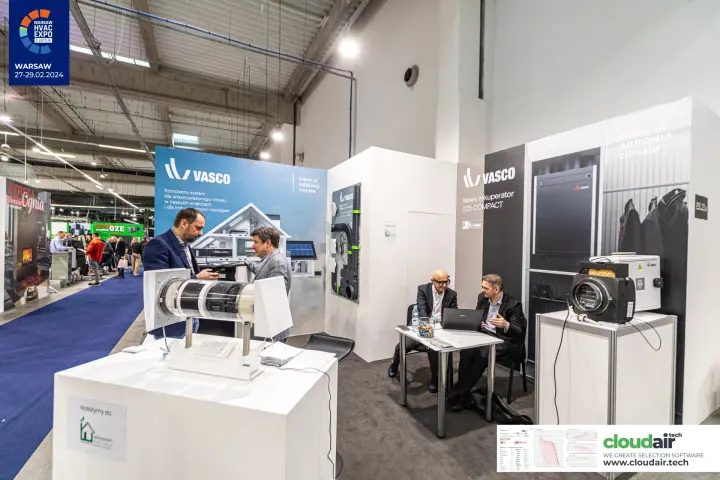 Decentralised ventilator and 225 COMPACT graphic on the Vasco stand