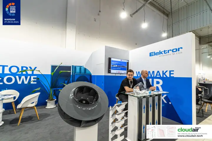 Elektror centrifugal impeller on a pedestal in front of the fan stand