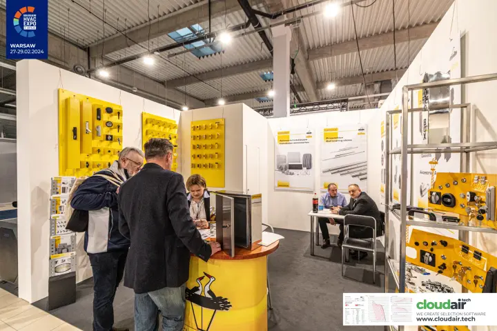 Euro Box stand with yellow boards of cabinet locks and hinges