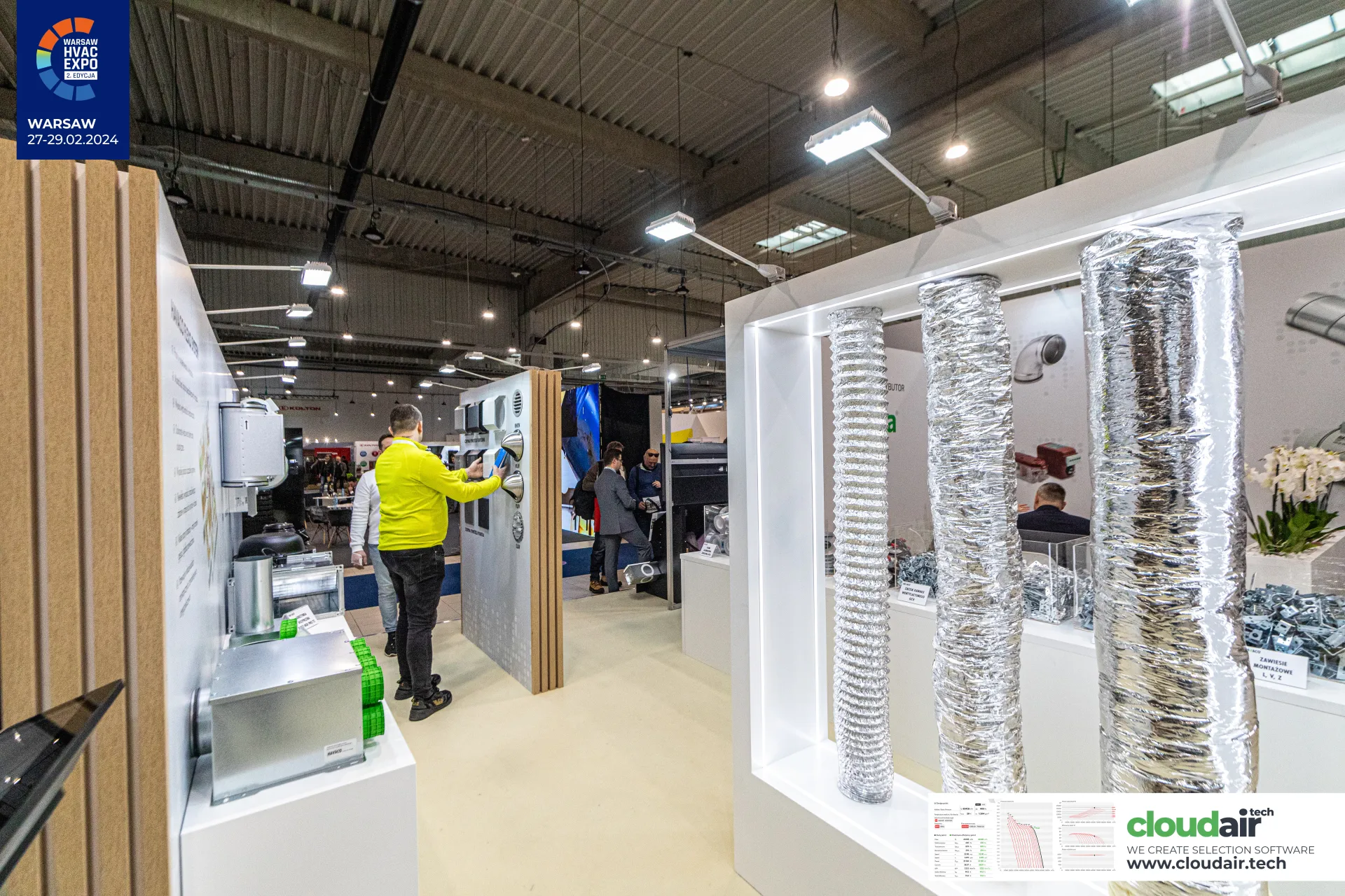 Flexible aluminium ducts and plenum box on the Havaco stand at Warsaw HVAC Expo 2024