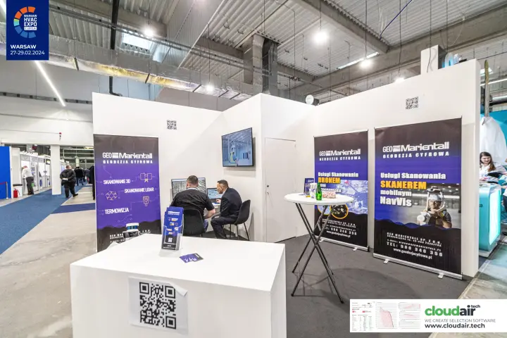 Geo Marientall stand promoting 3D scanning, LiDAR and thermal imaging