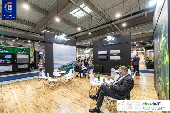 Haier lounge with Flexis Plus air conditioner colour versions at Warsaw HVAC Expo 2024