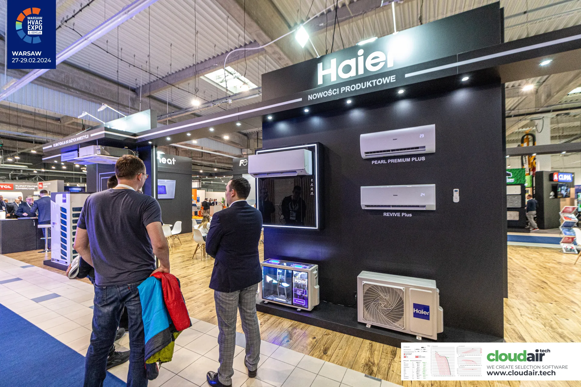 Haier 'Nowości produktowe' wall with Pearl Premium Plus and Revive Plus at Warsaw HVAC Expo 2024