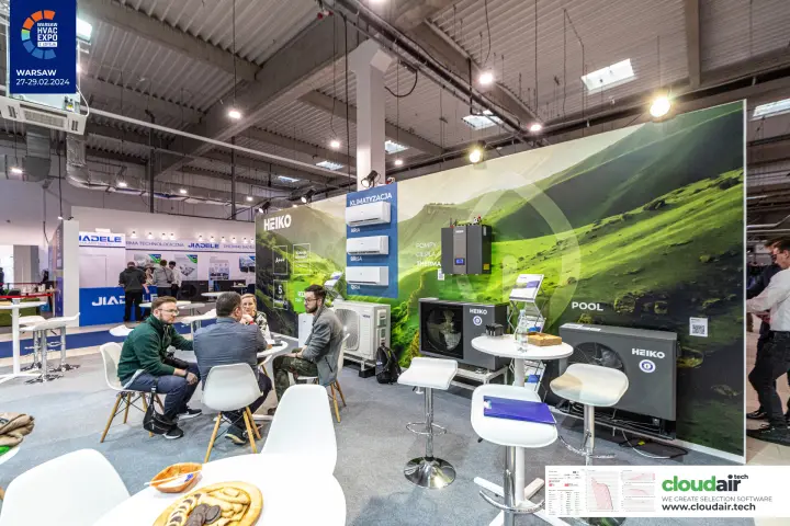 Heiko stand with heat pumps and wall-mounted air conditioners at Warsaw HVAC Expo 2024