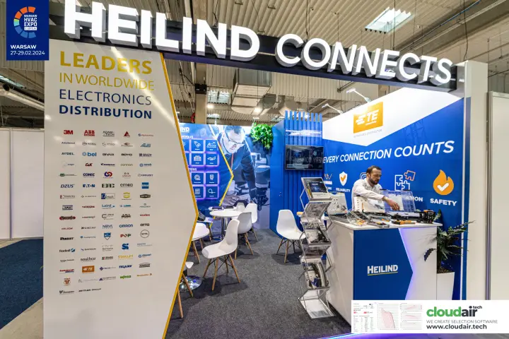 Heilind Connects stand with supplier logo wall and TE connector kits