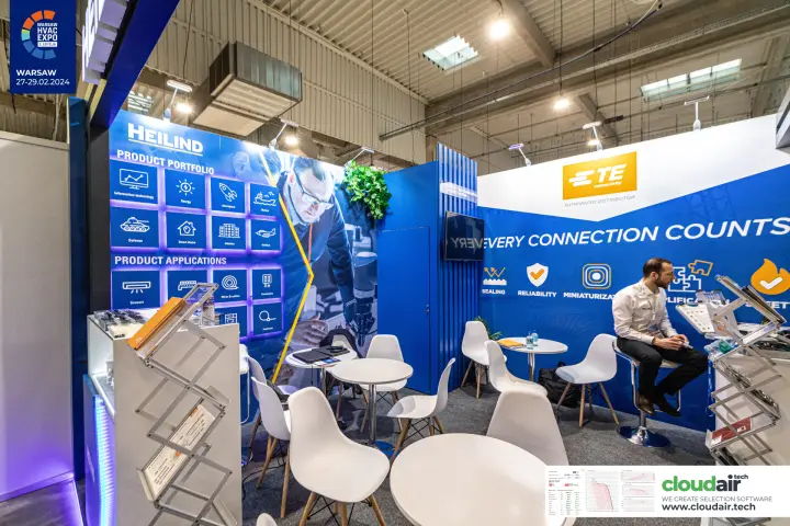 Heilind product portfolio wall and TE Connectivity seating area