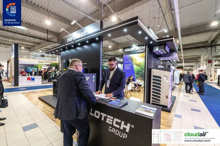 Iglotech Group counter and Neoheat 'Energia z natury' stand section at Warsaw HVAC Expo 2024