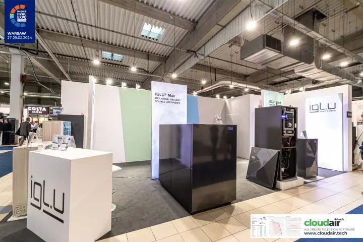 Iglu ground source heat pump cabinet and opened unit at Warsaw HVAC Expo 2024