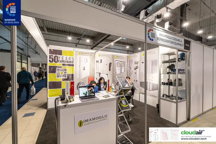 Imamoglu shell-scheme stand with cold room door hardware at Warsaw HVAC Expo 2024
