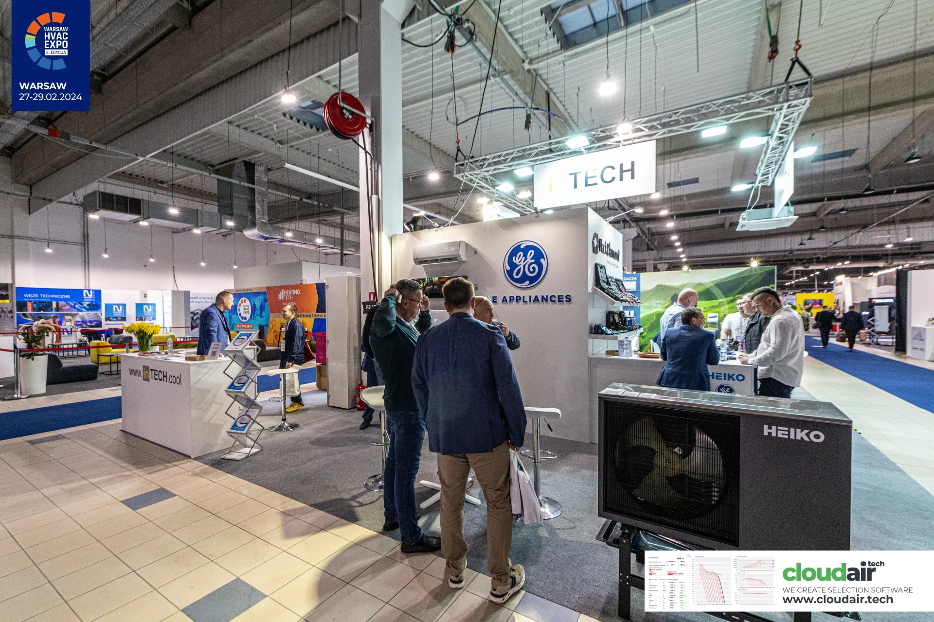 inTECH stand with GE Appliances split unit and Heiko heat pump at Warsaw HVAC Expo 2024