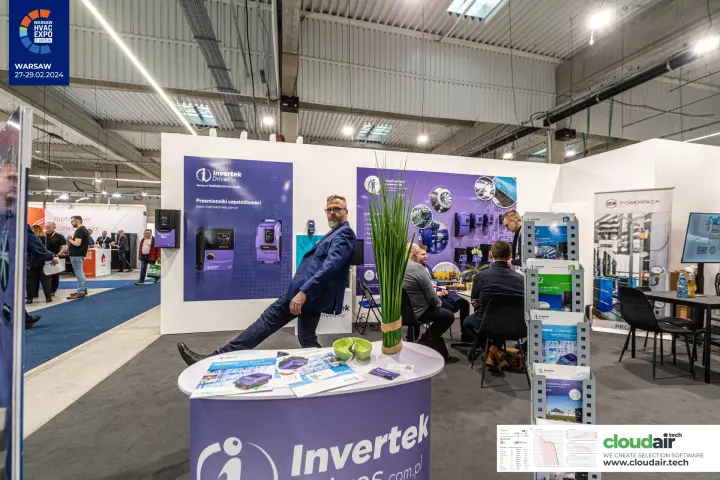 Invertek Drives counter with Optidrive Coolvert leaflets at Warsaw HVAC Expo 2024