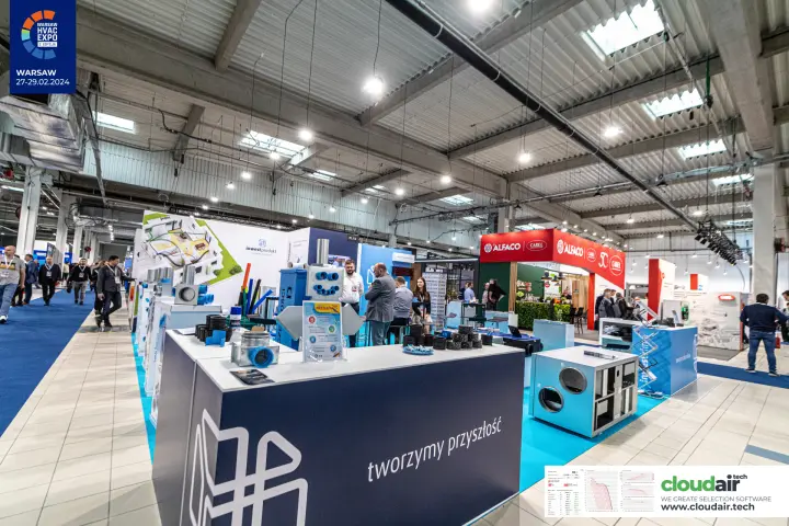 Inwest Produkt counter with the slogan tworzymy przyszłość and duct fittings