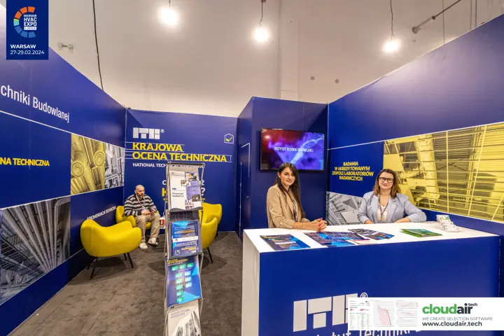 ITB stand promoting the Krajowa Ocena Techniczna assessment service at Warsaw HVAC Expo 2024