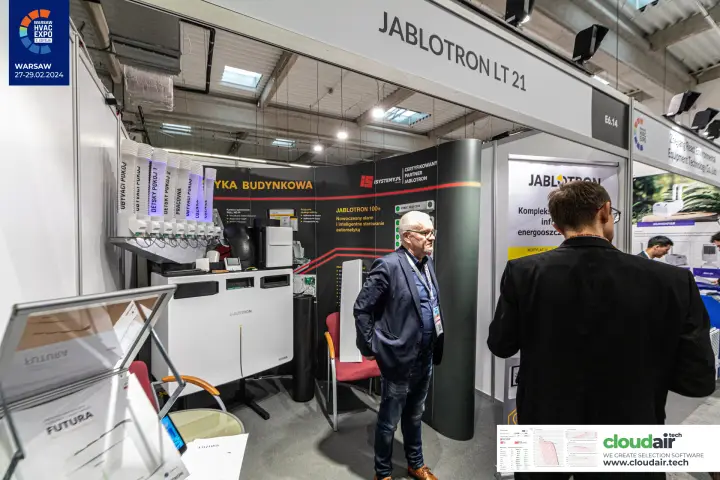 Jablotron stand with Futura recuperator and room air distribution box at Warsaw HVAC Expo 2024