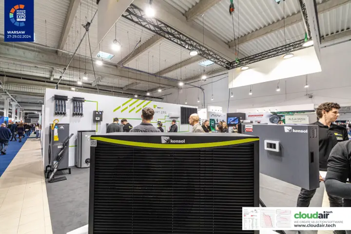 Kensol heat pump with lime-green stripe in front of the Smart EMS wall