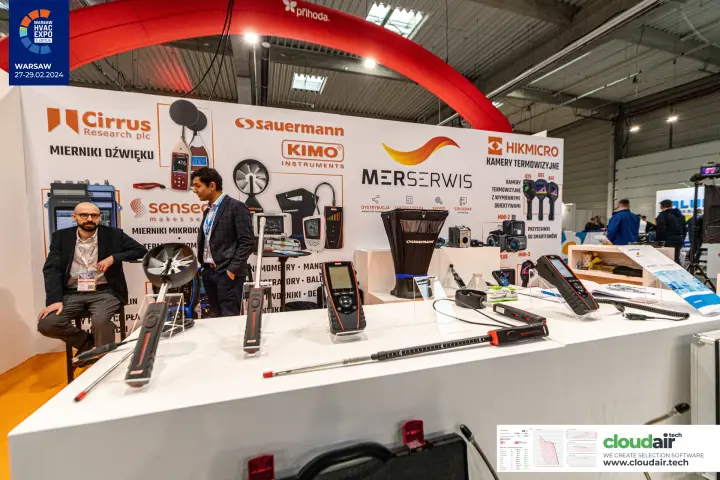 Kimo probes and handheld meters on the Merserwis counter at Warsaw HVAC Expo 2024