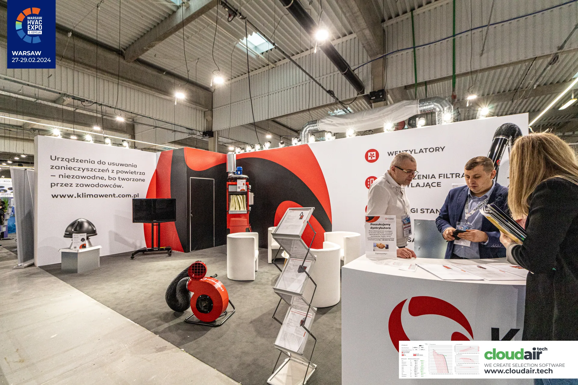 Klimawent stand with portable fan, dust collector and roof fan at Warsaw HVAC Expo 2024