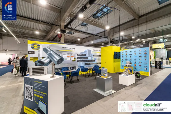 Konwektor stand E4.31 with its fan selection program promoted on a plinth at Warsaw HVAC Expo 2024
