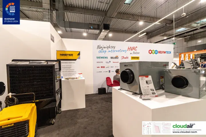 Ledox O80.K dehumidifiers beside Master units and heater roll-up at Warsaw HVAC Expo 2024