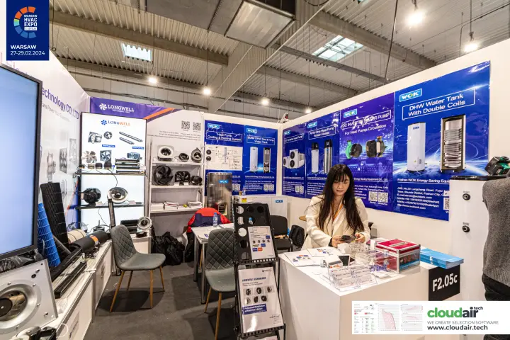 Longwell fans and WOK heat pump and DHW tank posters at stand F2.05c