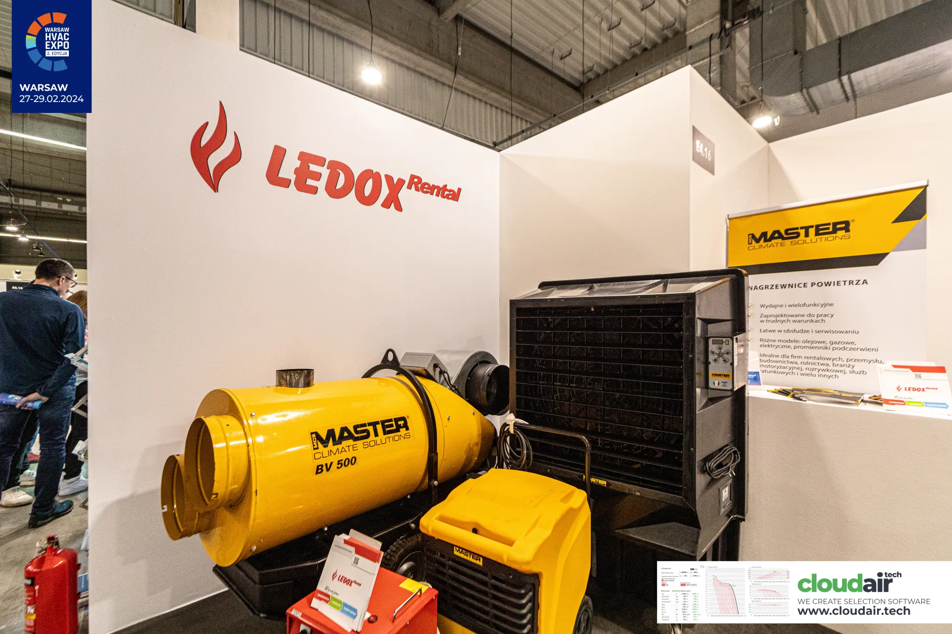 Master BV 500 heater in front of the Ledox Rental wall at Warsaw HVAC Expo 2024