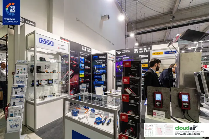 Merazet stand with WIKA and Keller showcase and MRU flue gas analysers at Warsaw HVAC Expo 2024