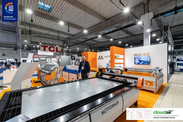 Metformer CNC cutting table and Auto Duct Former line at Warsaw HVAC Expo 2024