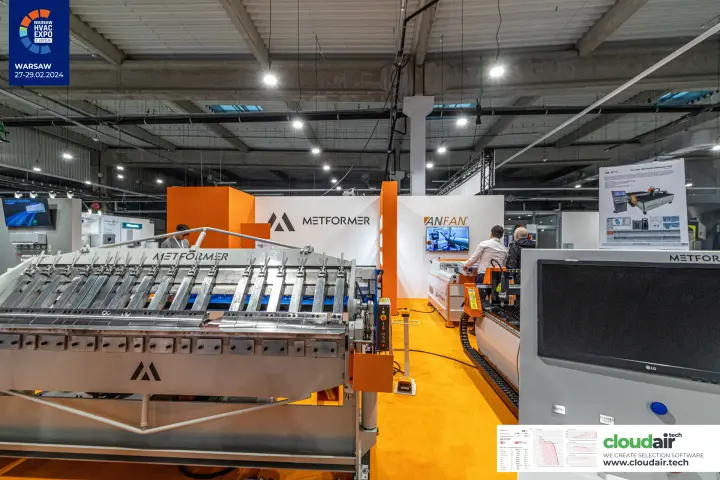Metformer folder and CNC plasma cutter with LG control screen at Warsaw HVAC Expo 2024