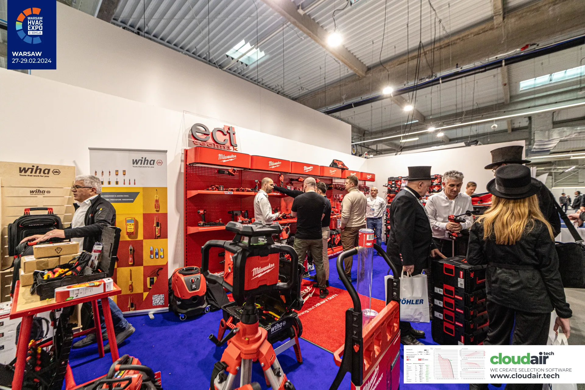 Milwaukee power tools and Packout cases at the ECT Technik stand at Warsaw HVAC Expo 2024