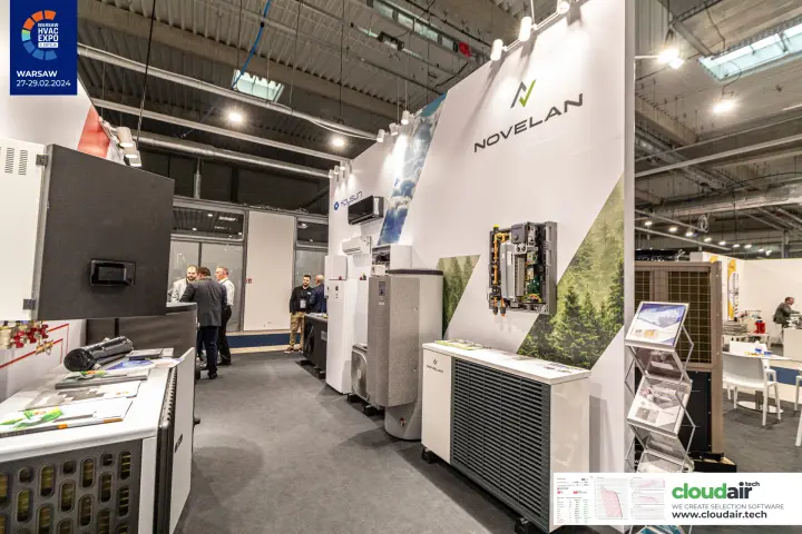 Novelan heat pump and opened hydraulic module beside Kaysun air conditioners