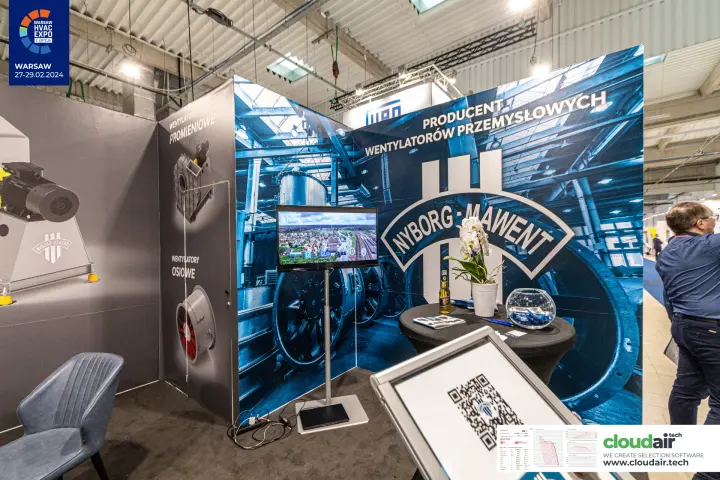 Nyborg-Mawent backdrop 'Producent wentylatorów przemysłowych' with screen at Warsaw HVAC Expo 2024