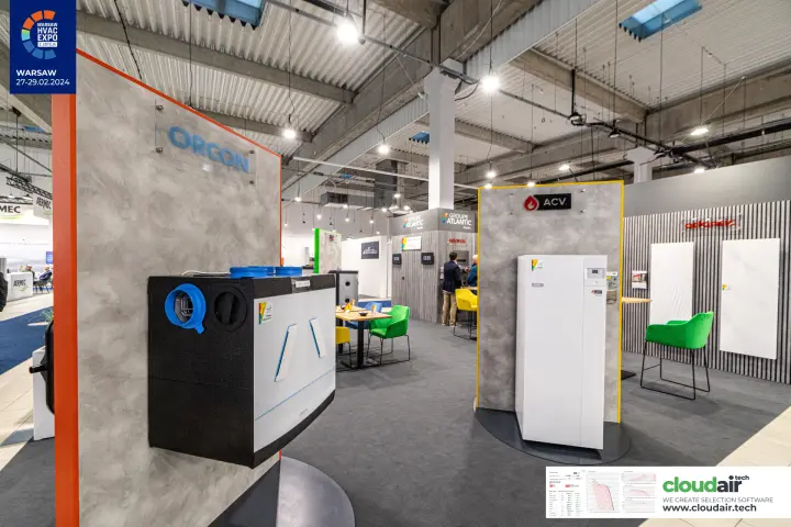 Orcon ventilation unit and ACV floor-standing unit on the Groupe Atlantic stand