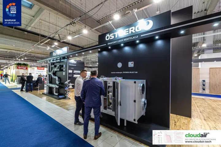 Östberg SELECT 500 ventilation unit shown with an open service door at Warsaw HVAC Expo 2024