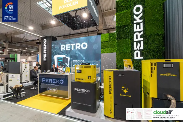 Pereko KSP SPARK Mini and Comfort-Pell boilers beside RETRO LED screen
