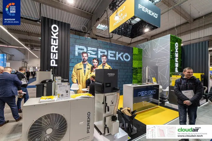 Pereko stand with heat pump, pellet boiler and LED wall brand visual