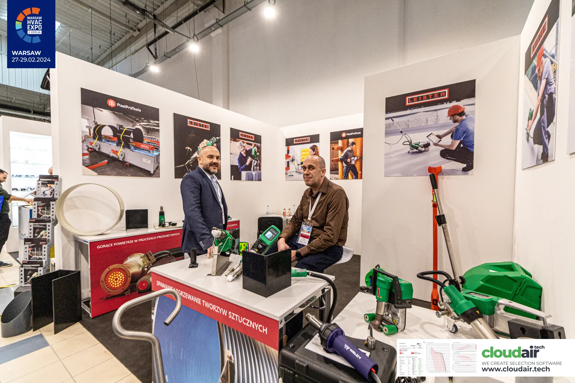 PlastProTools stand with Leister plastic welding tools and hot air blowers at Warsaw HVAC Expo 2024