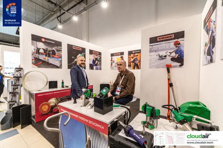 PlastProTools stand with Leister plastic welding tools and hot air blowers at Warsaw HVAC Expo 2024