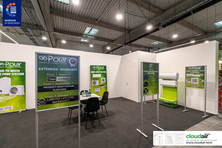 Polar stand with extended warranty board and split unit display