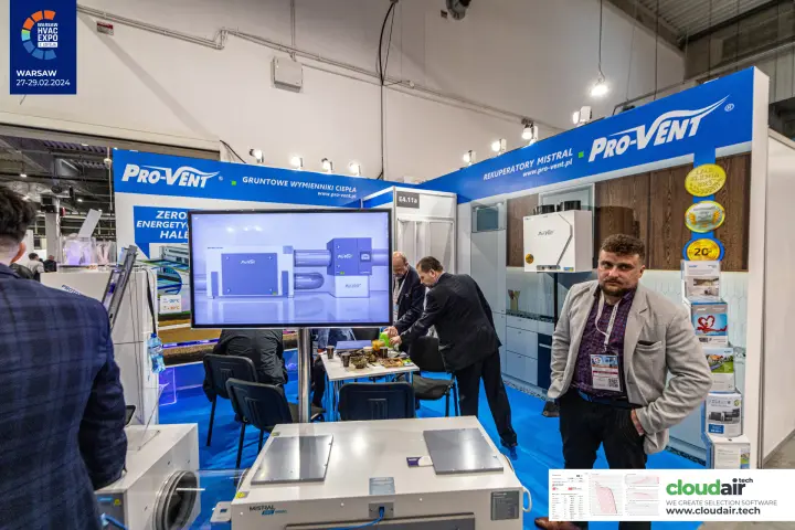 Pro-Vent stand with Mistral recuperators and a kitchen mock-up at Warsaw HVAC Expo 2024