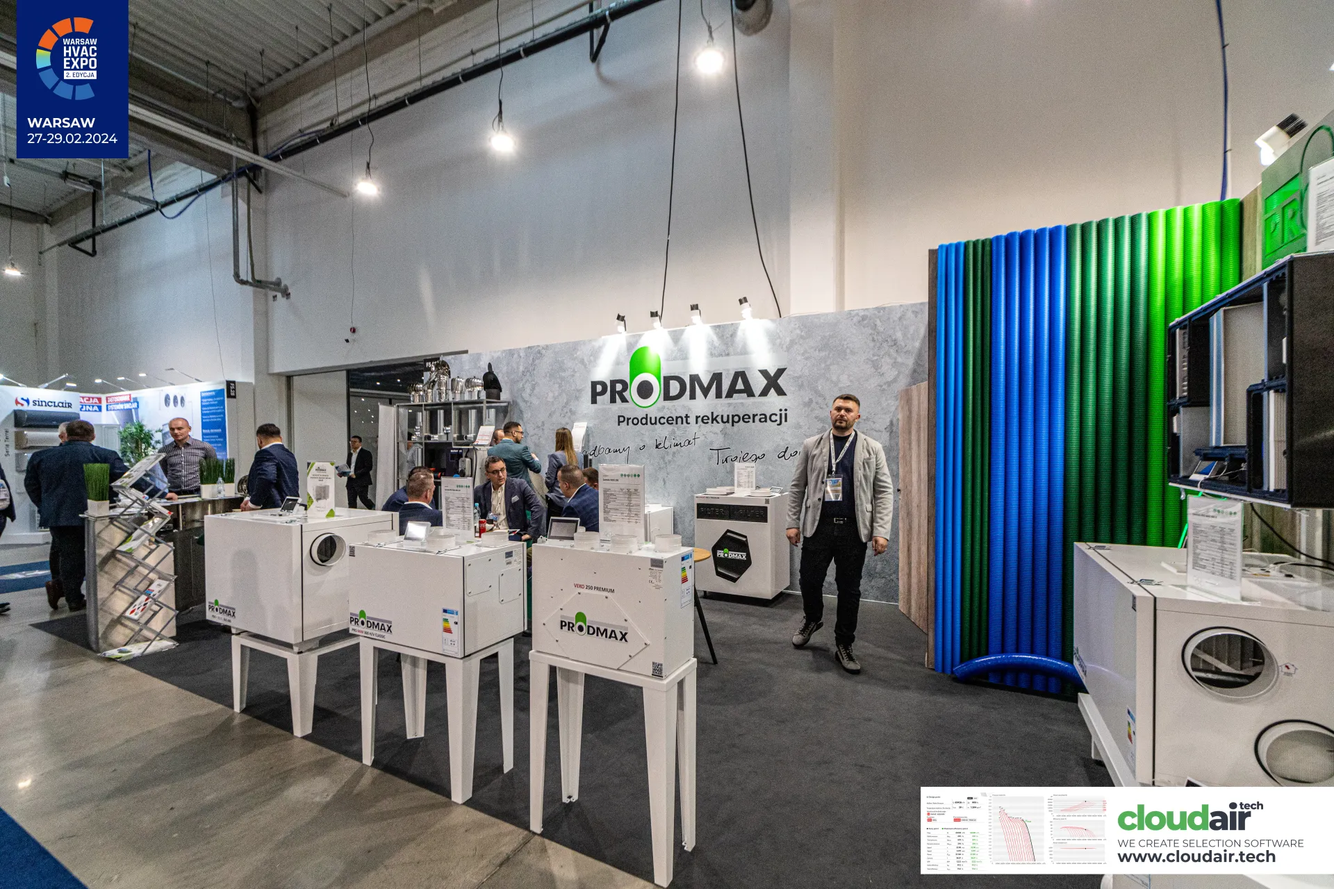 Prodmax stand with heat recovery units and flexible duct wall at Warsaw HVAC Expo 2024