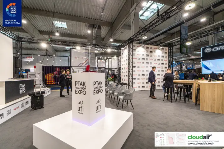 Ptak Warsaw Expo display plinth with UFI Member mark in the press zone