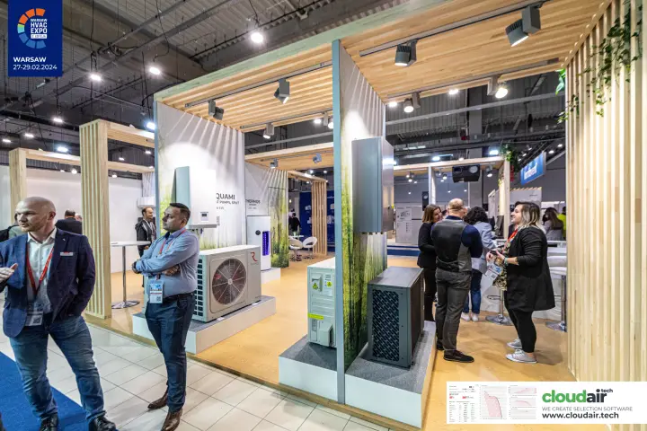 Rotenso wooden-frame booths with heat pumps and a water heater at Warsaw HVAC Expo 2024