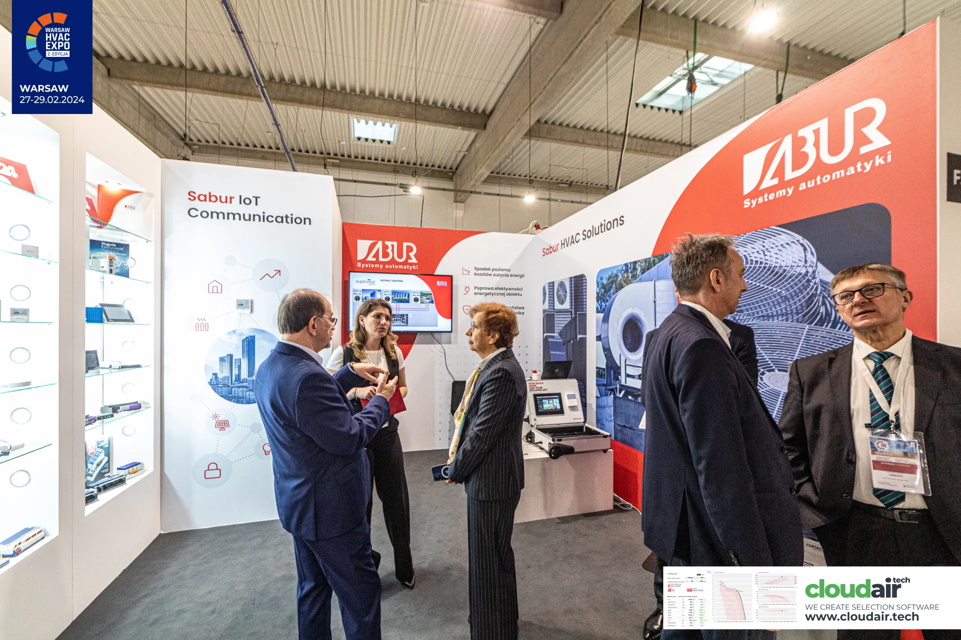Sabur automation stand with controller showcases and IoT panel at Warsaw HVAC Expo 2024