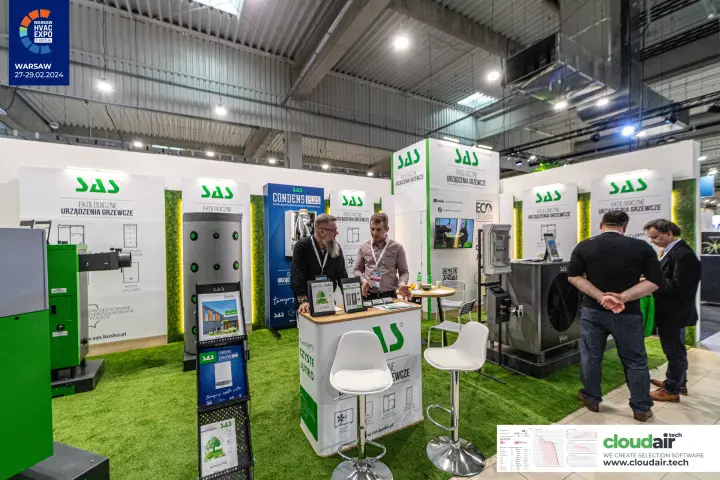 SAS stand with boilers, buffer tank and heat pump on artificial grass