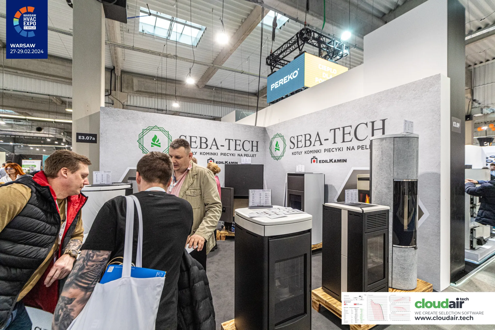 Seba-Tech stand with Edilkamin pellet stoves on display at Warsaw HVAC Expo 2024